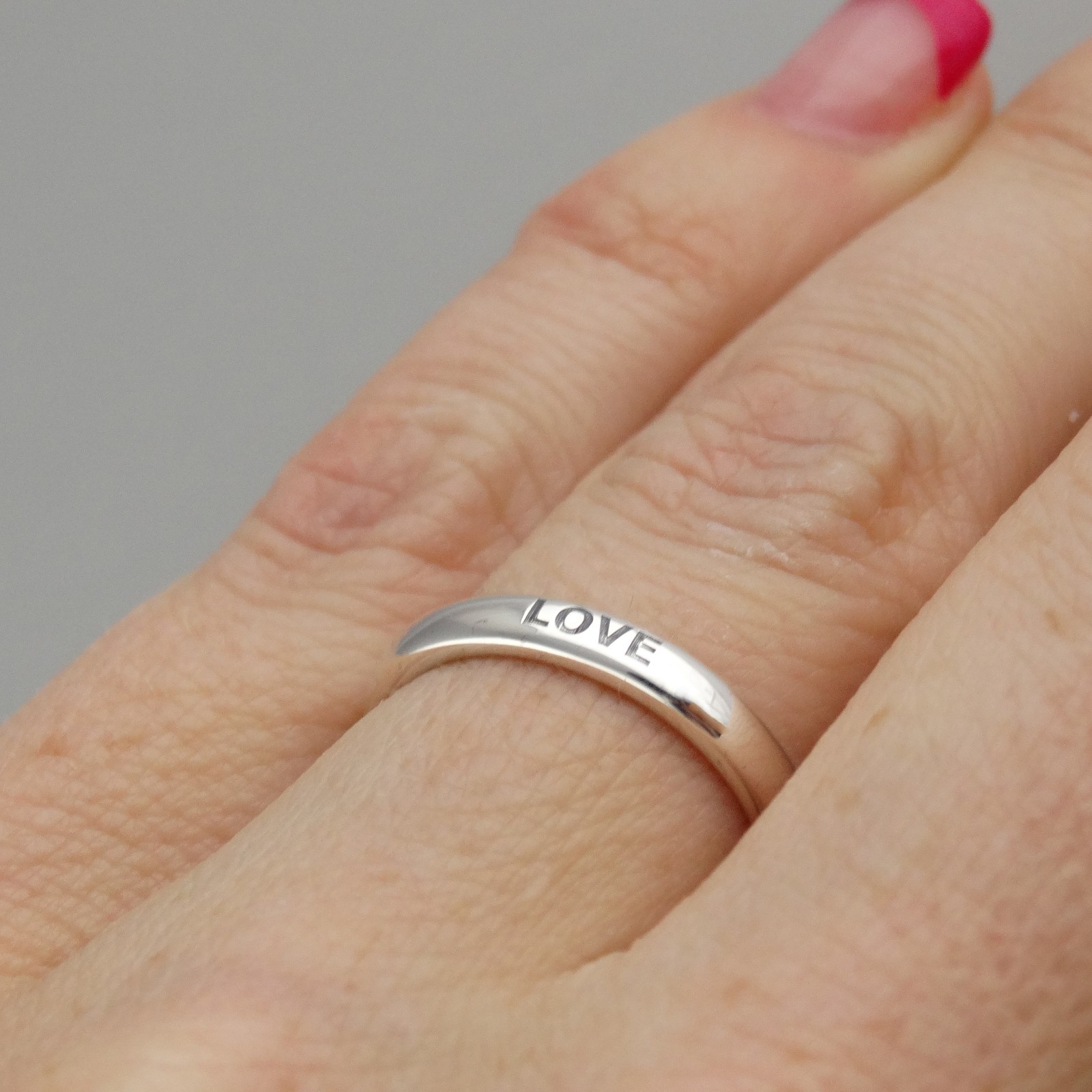 Love Ring – Engraved Stackable Ring – 925 Sterling Silver – Love Wedding