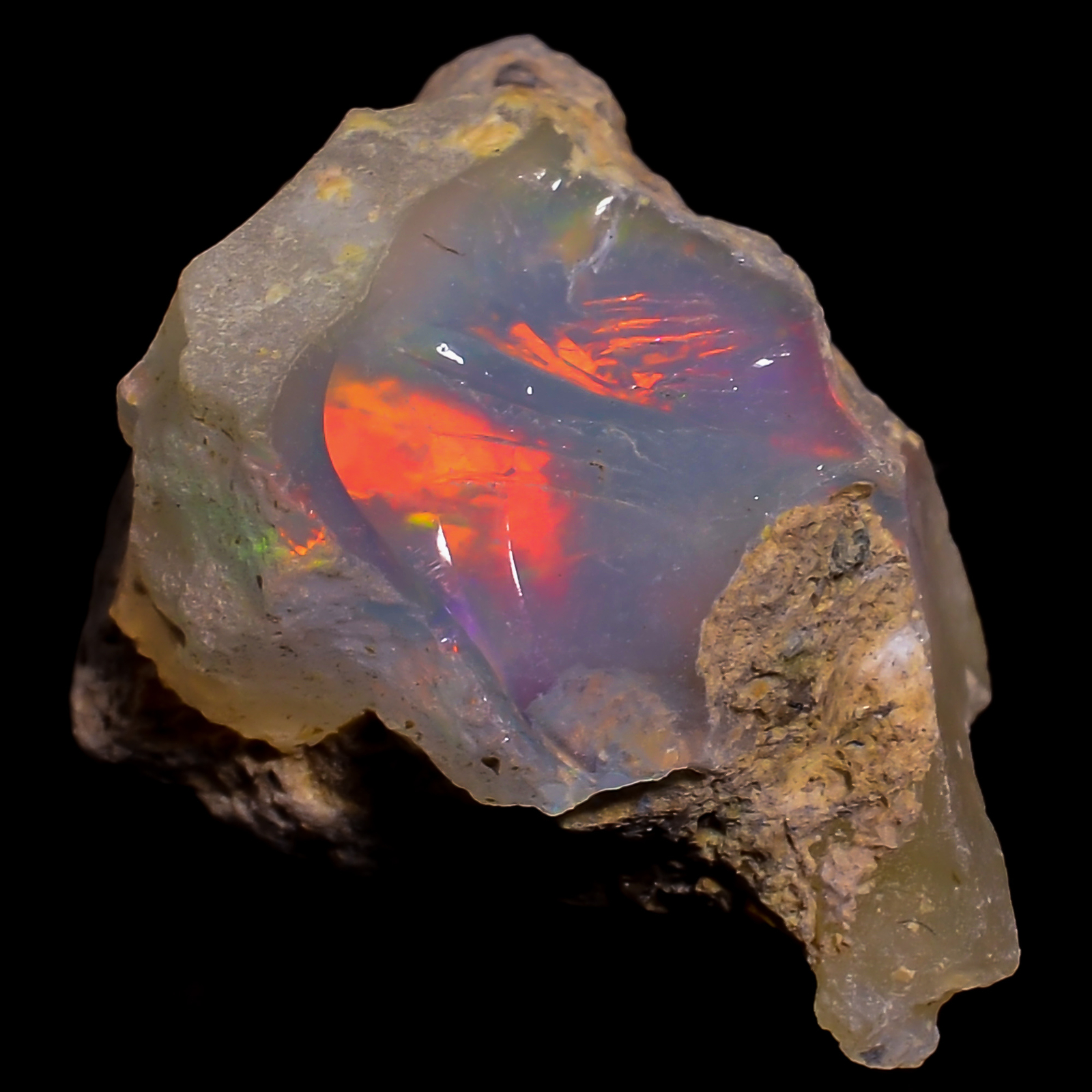 Natural Welo Fire White Ethiopian Opal Rough Gemstone 10.5 Ct 18X14X10mm EE43358