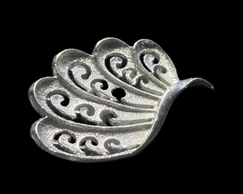 Vintage Silver Tone Textured Butterfly Wing Pin Brooch 2 1/8 in.