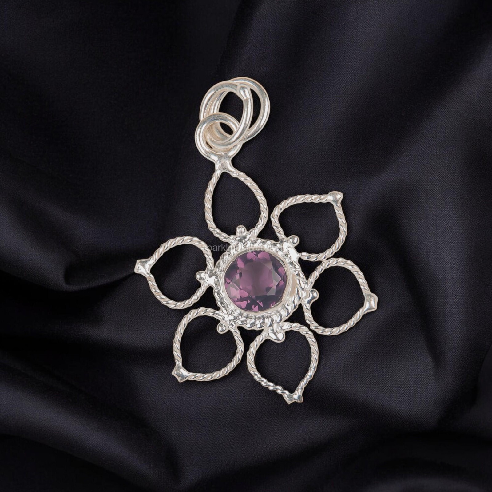 African Amethyst Gemstone Jewelry 925 Silver Handmade Pendant 1.44″ For Mother