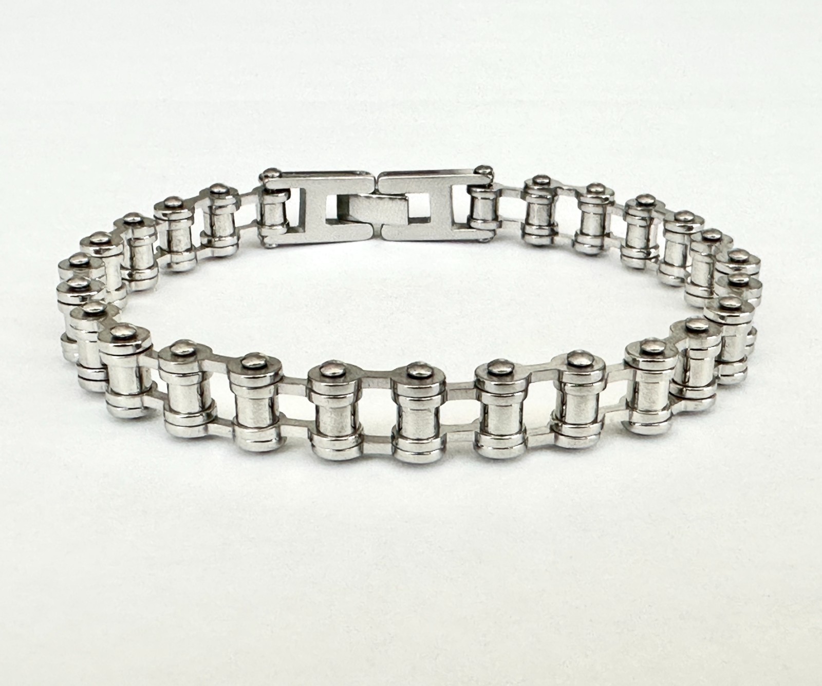 Men’s Stainless Steel Bike Chain Bracelet Heavy Duty Biker Link Wristband 8.26″