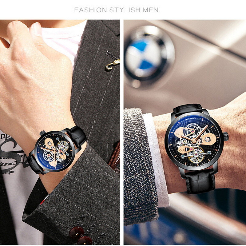 AILANG Men’s Hollow Out Luminous Tourbillon Automatic Mechanical Wristwatch Gift