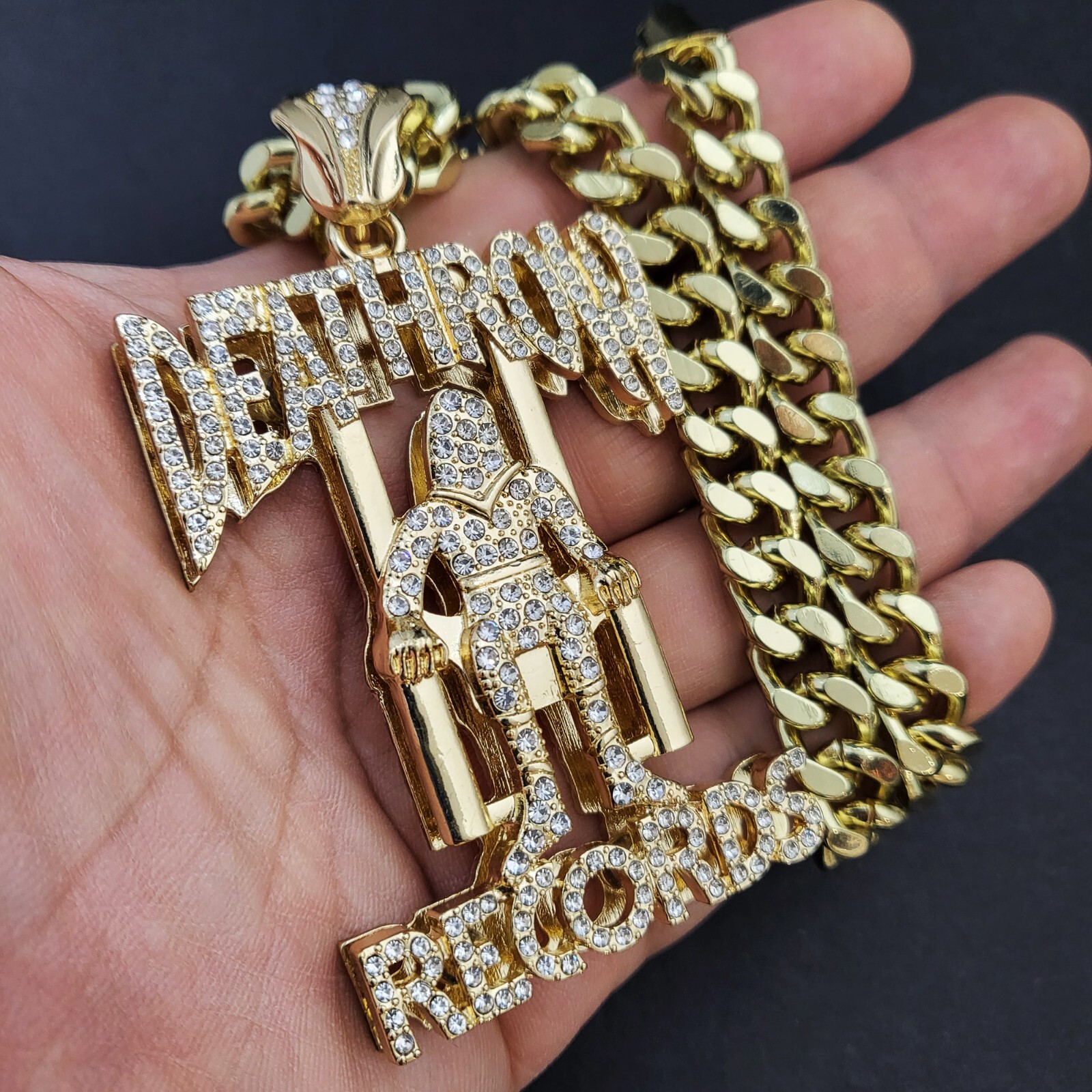 Hip Hop Rapper Cubic Zirconia Gold Plated Pendant 18″ ~ 30″ Cuban Chain Necklace