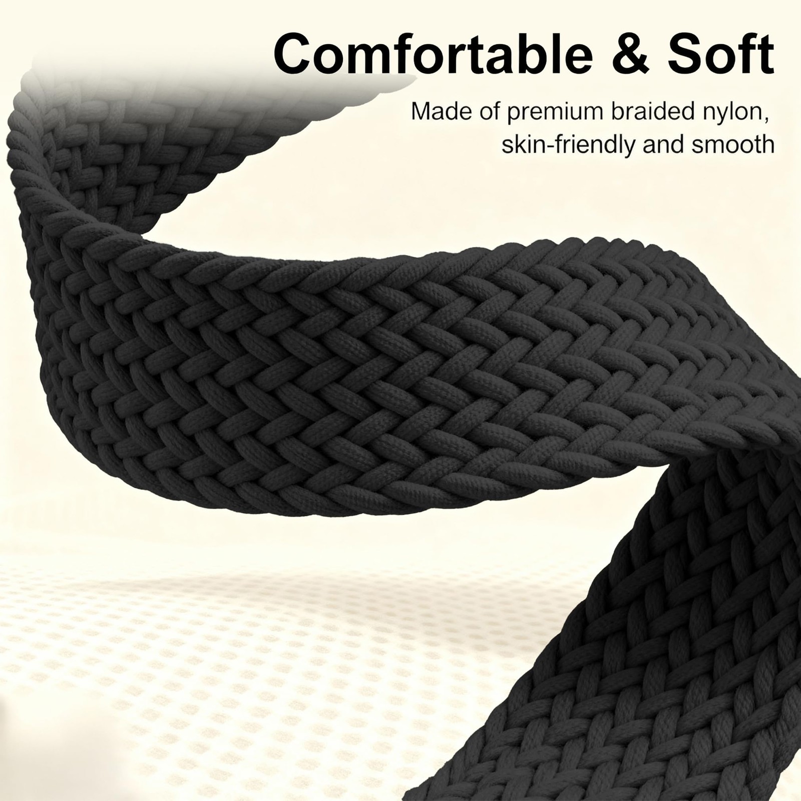 GloryFit Smart Watch Bands, 22mm Braided Elastic Bands 5.85-9.5 inches, Black