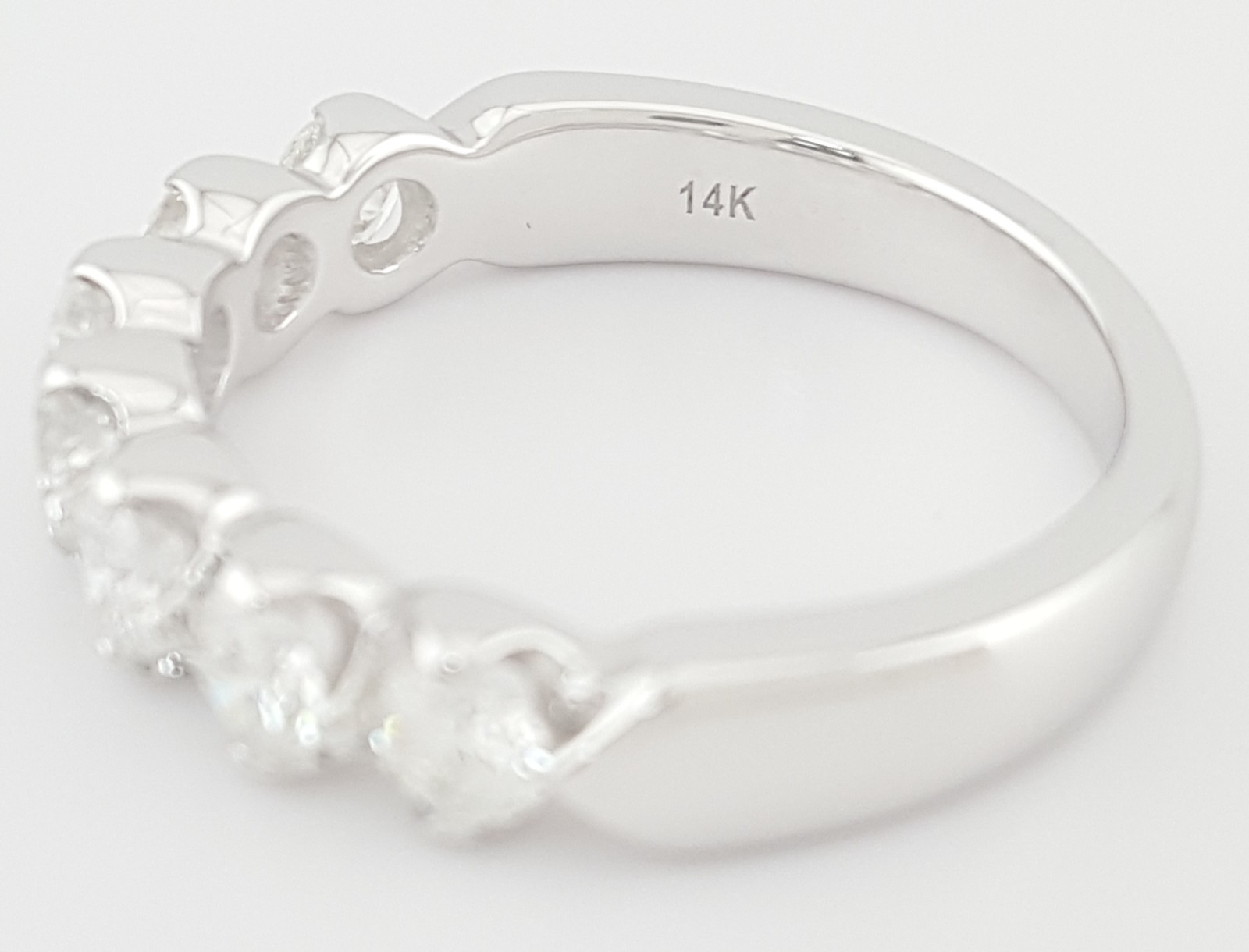 Seven 7 Stone Diamond Shared Prong Wedding Band 1 ct 14k White Gold 4.6mm