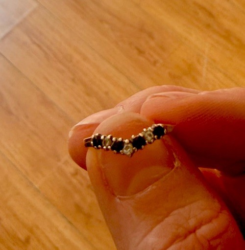 Vintage Gold Cubic Zirconia and Sapphire Ring 9ct Size L