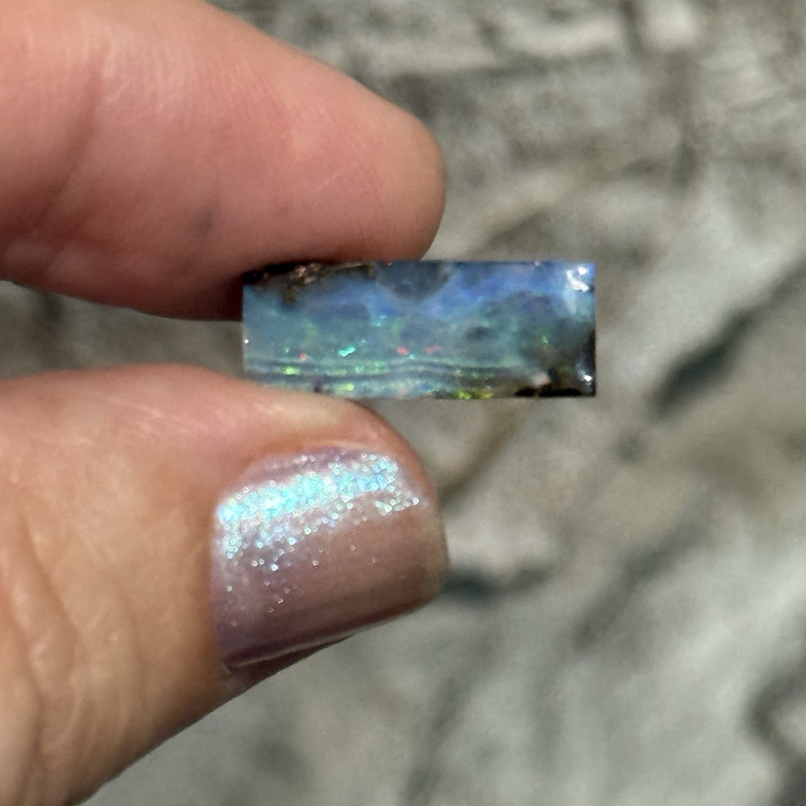 6ct 17.4×6.8×3.9mm Blue Australian Boulder Opal Split Cabochon Gem