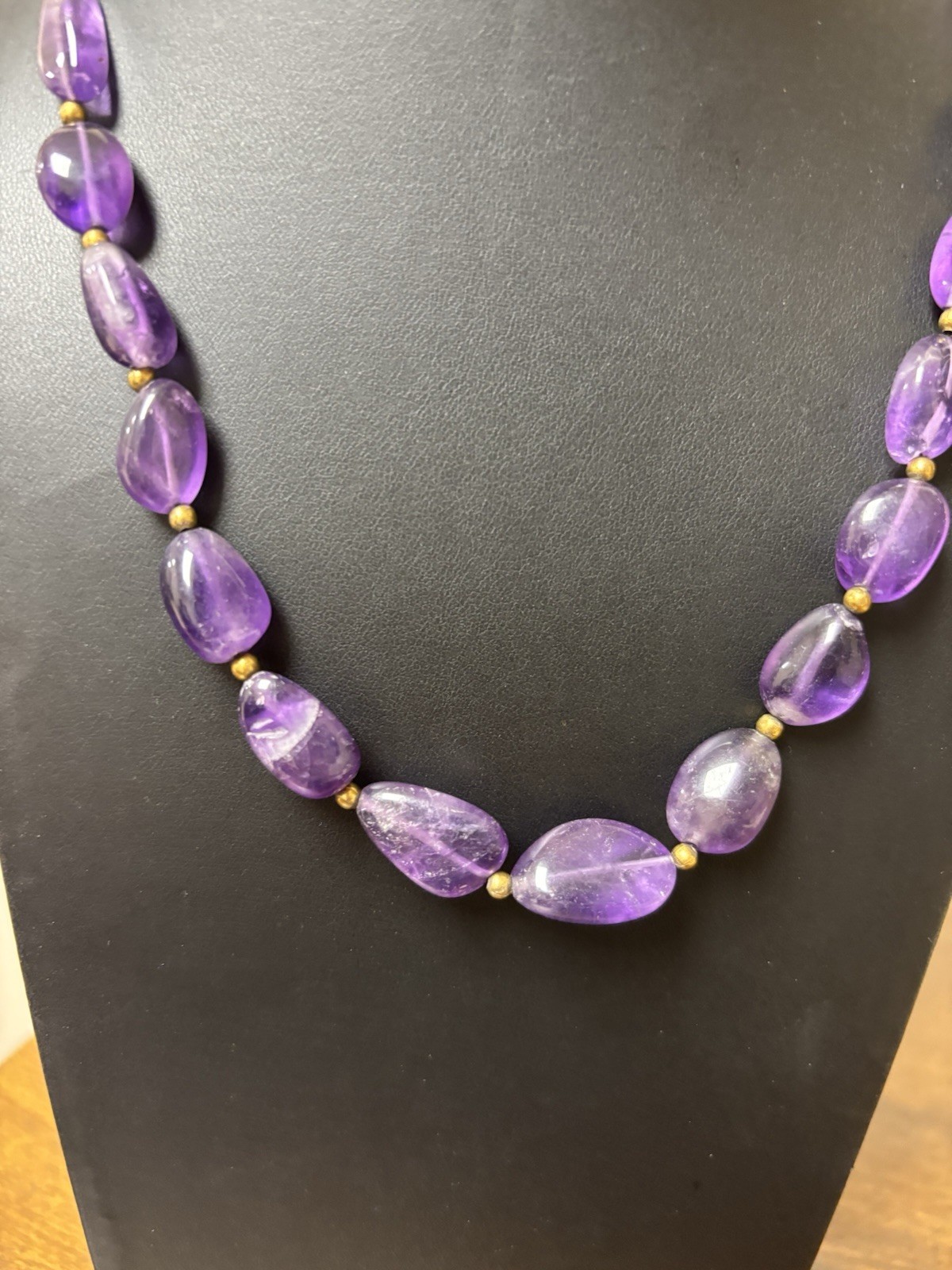 Vintage Sign Stauer Purple Amethyst Oval Beaded Necklace .