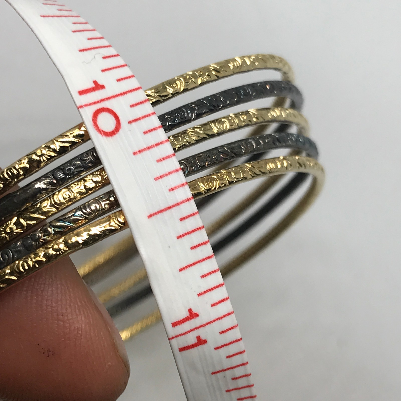 Lot of 5 Vintage Silver/Gold/Copper Tone 7″ Bracelet Bangle Diamond Cut NOS NOI