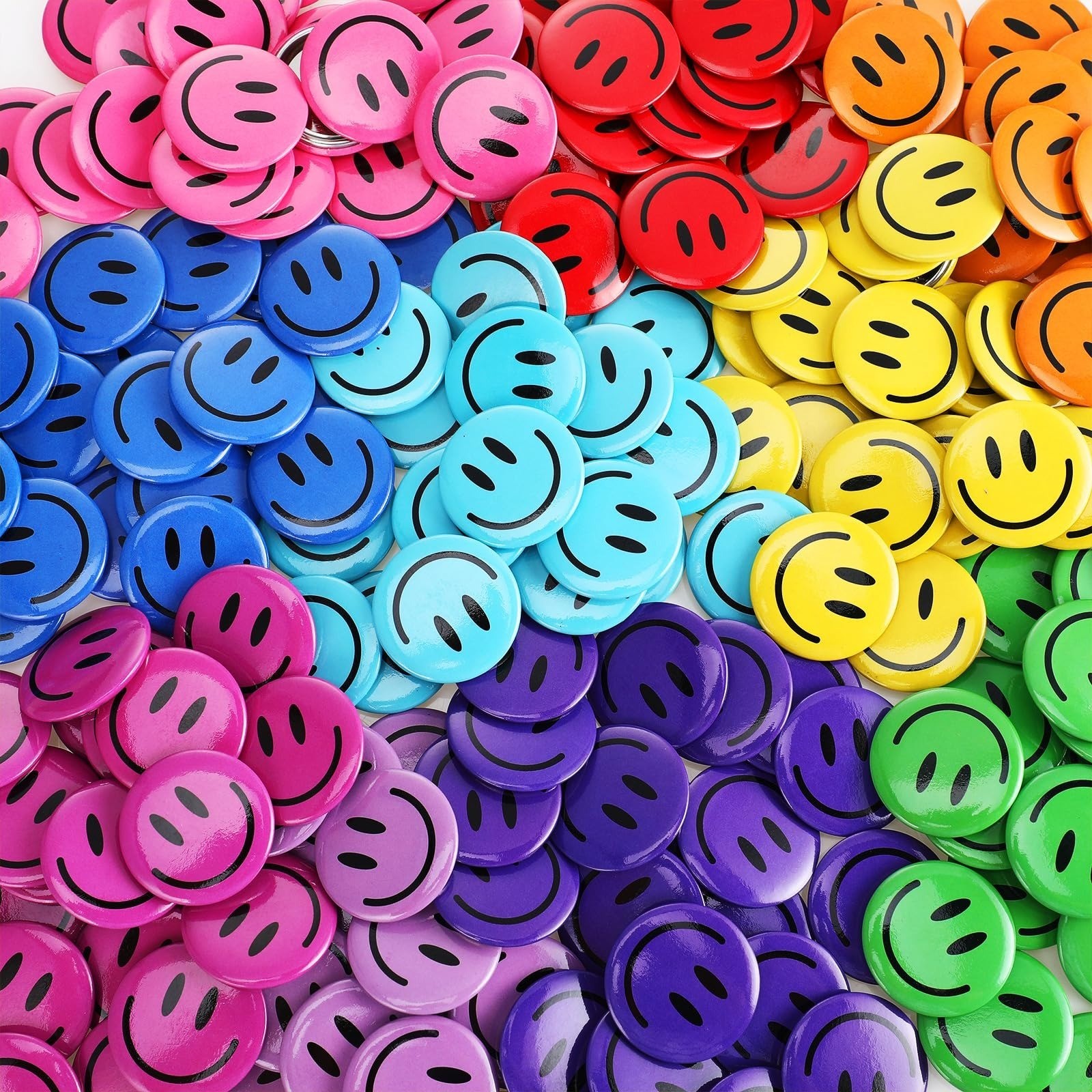 200 Pcs Happy Smile Face Button Pins Retro Pinback Badge