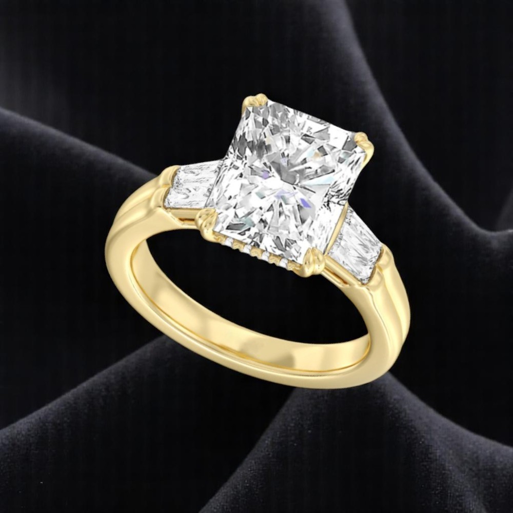 Diamond Wedding Ring IGI Certified Lab Grown 4.80 Ct Radiant Cut 14K Yellow Gold