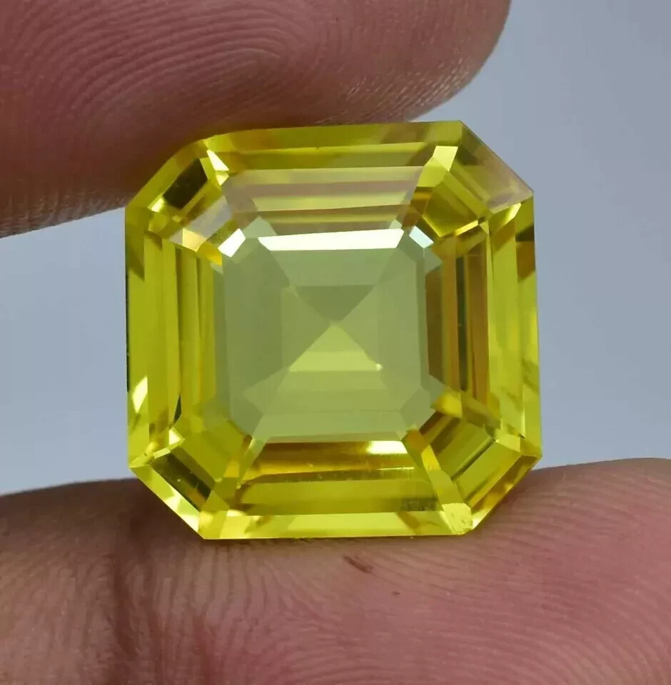 10 Ct Natural Certified Yellow Sapphire Asscher Cut Loose Gemstone for Jewelry