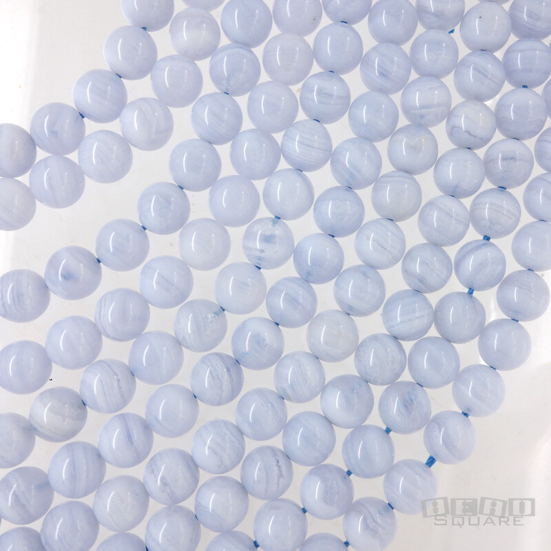 20 Natural Blue Genuine Lace Agate Round Beads approx. 8mm