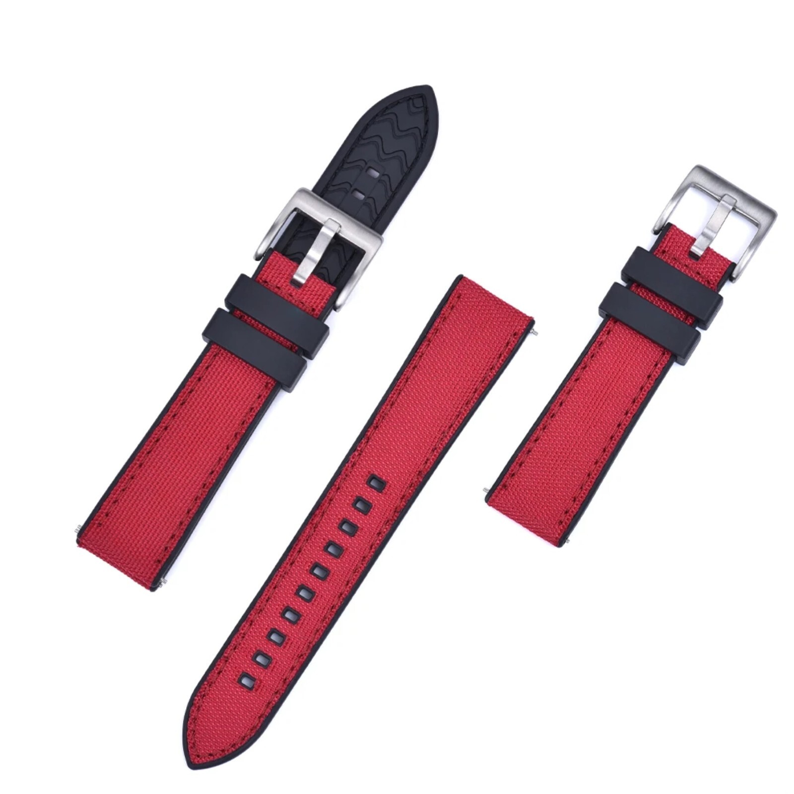 20 22mm Nylon Rubber Dive Watch Strap Hybrid Canvas Quick Release Band