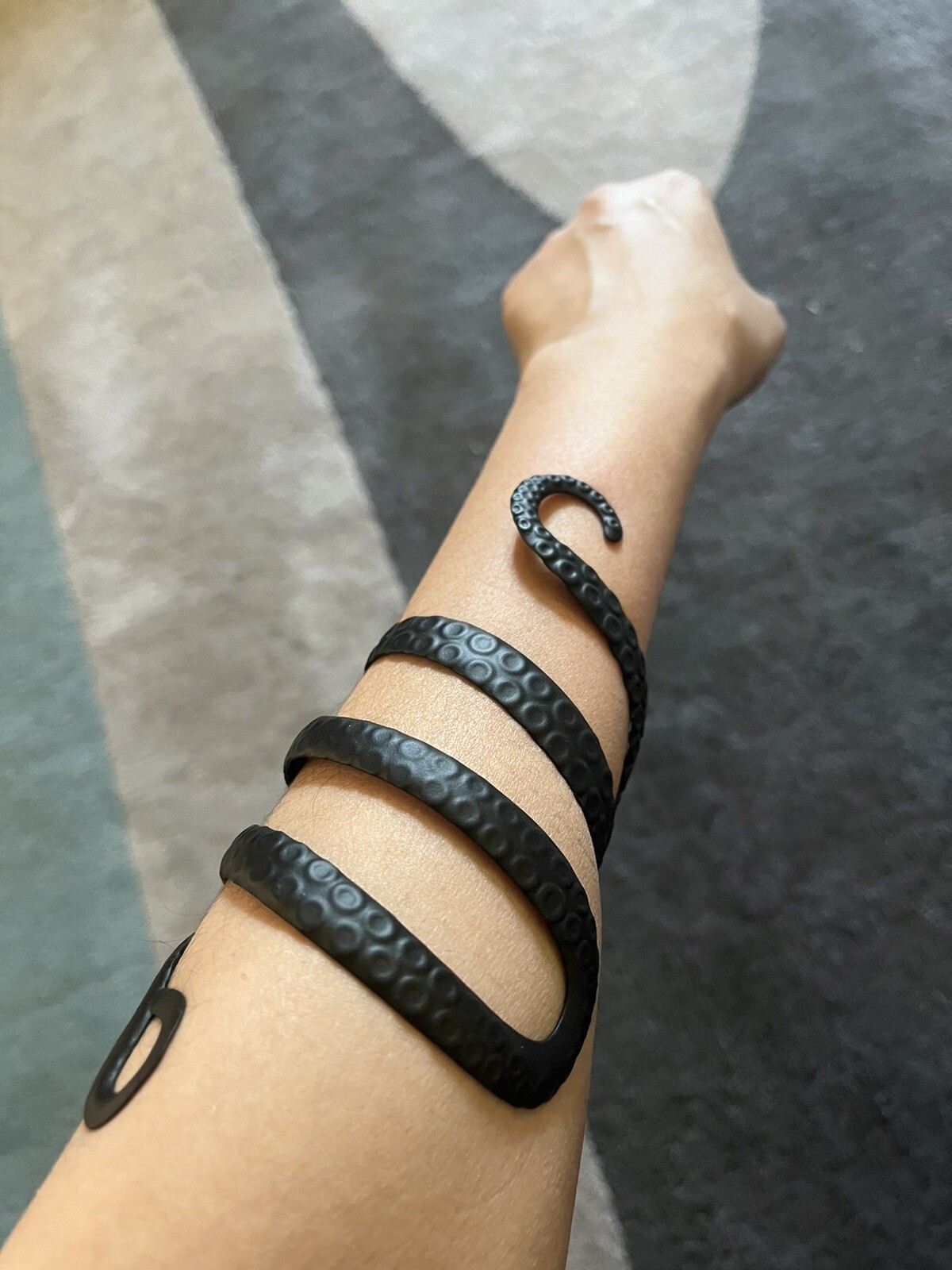 Black Cuff Bracelet Snake Octopus Acrylic Kraken Tentacle Bracelet Chunky Gothic