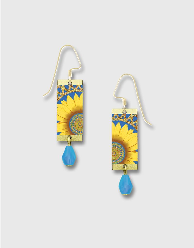 Sunflower Long Rectangle Earrings by Lemon Tree 14K Gold Filled Hook Handmade