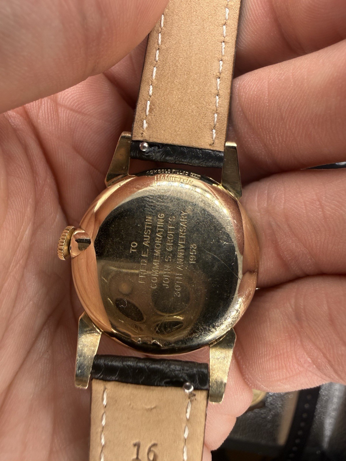 Hamilton Nielsen Manual Wind Gold Filled Black Dial Small Seconds Leather Strap