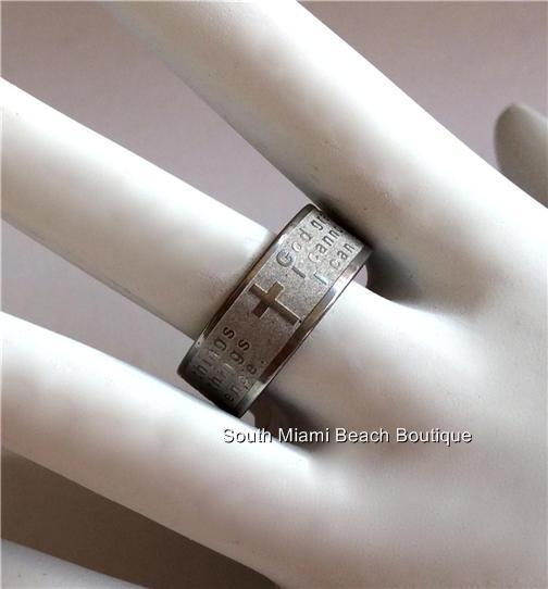 Serenity Prayer Ring Band Silver Stainless Steel AA NA Al-Anon Recovery USSeller