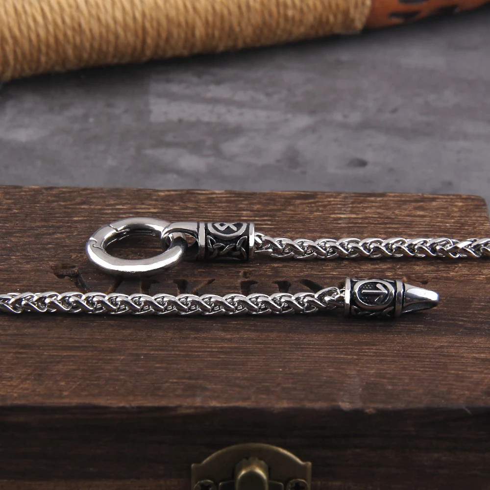 Viking Necklace Nordic Rune Open Round Clasp Pendant Stainless Steel Gift New