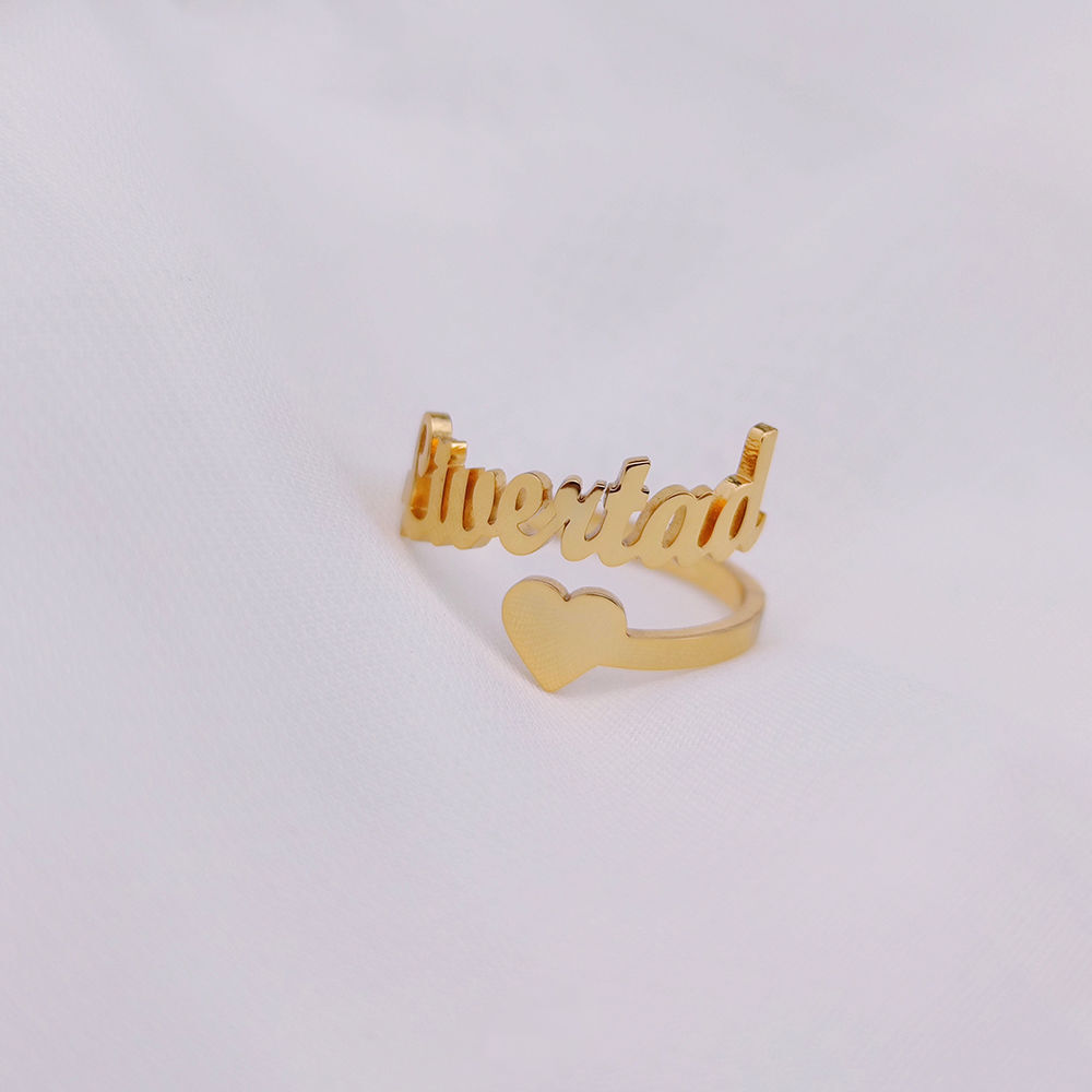 Personalized Name Ring Custom Engraved Stainless Steel Adjustable Band Gift