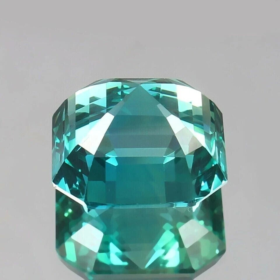 14 Ct+ Natural Green Sapphire Asscher Cut Flawless Certified Loose Gemstone