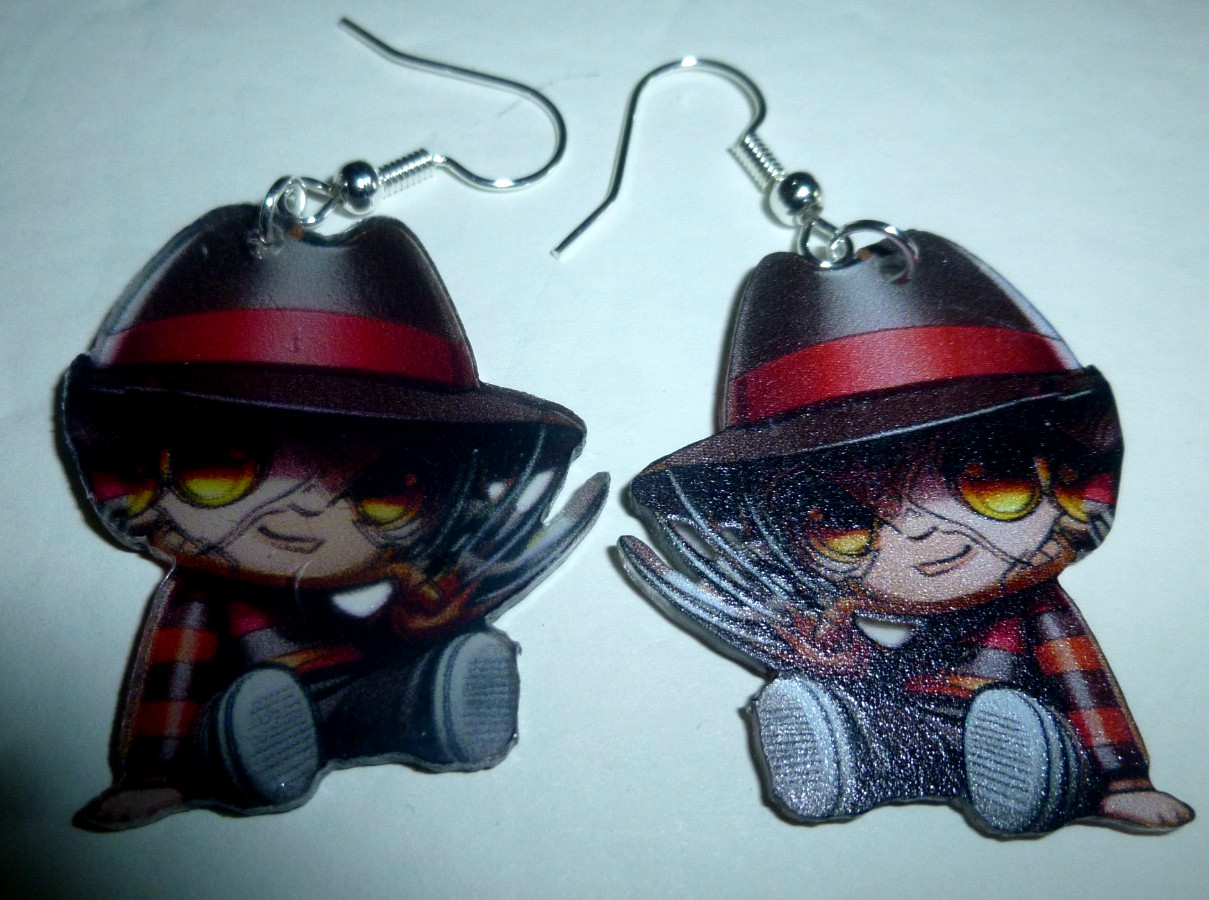 “Freddy Krueger” Acrylic Halloween Earrings-1.25″ x 1.25″-Brand New!!