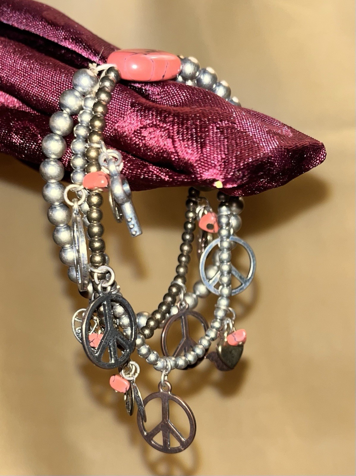 Vintage Bohemian multi-strand Charm Bracelet by Lucky Brand Silver-tone