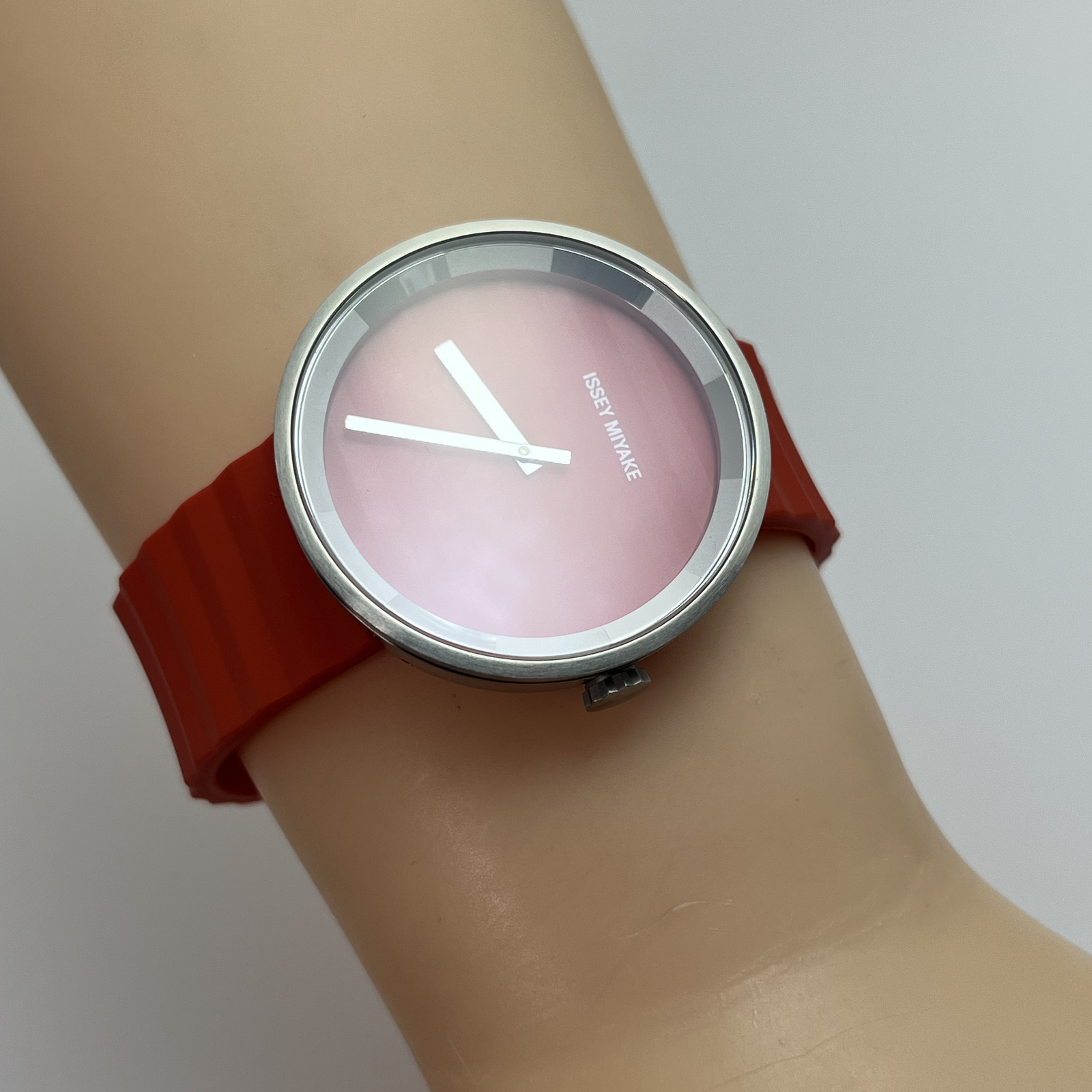 Rare SEIKO ISSEY MIYAKE Jasper Morrison Watch PLEASE Japan Orange Red w/Box#B855