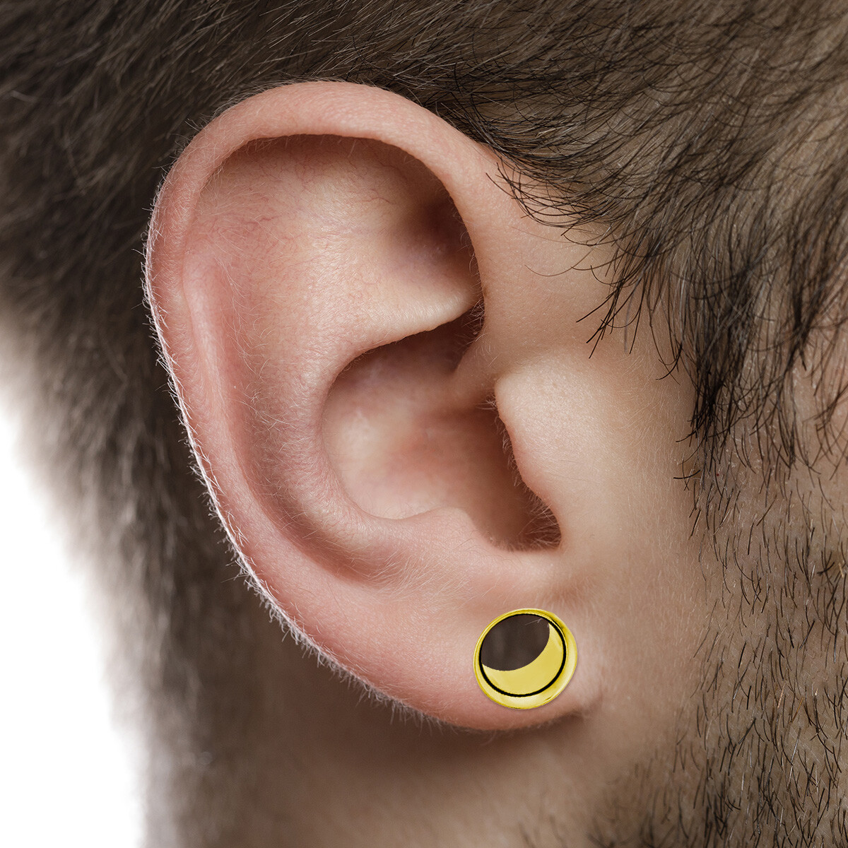 Pair of Surgical Steel PVD Gold Double Flare Ear Tunnels Earlets Gauges Plugs