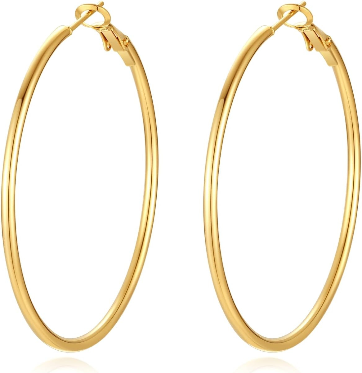 1 Pairs 60Mm Gold Hoop Earrings for Women 14K Gold Plated Hoop Earrings Set Hypo