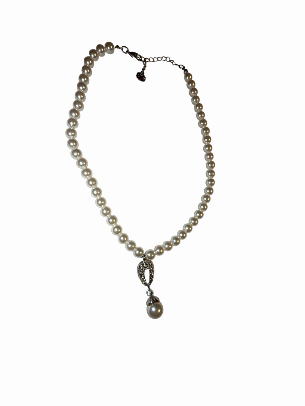 MAJORICA High Luster Faux Pearl CZ Pendant Teardrop Necklace