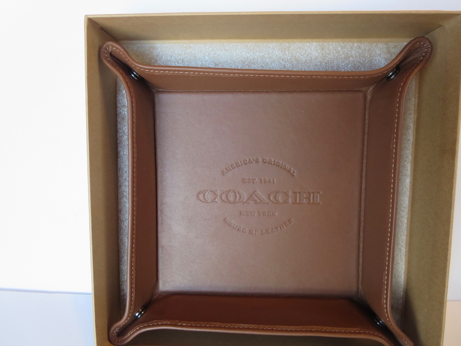 Coach Valet Leather Tray Set Dark Saddle New with Box