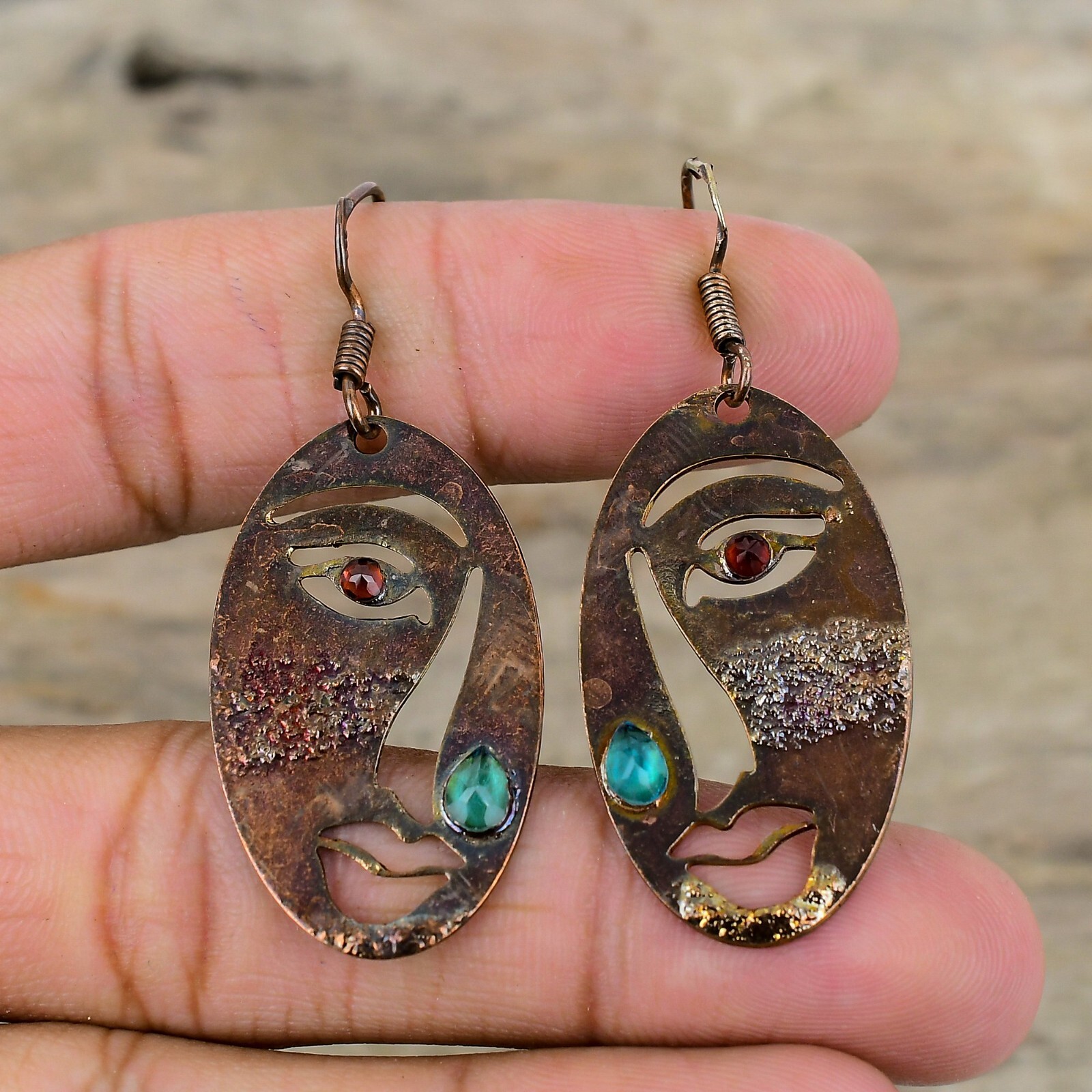 Chrome Diopside Electroformed Drop/Dangle Earrings Handcrafted Copper Gift 2.17″