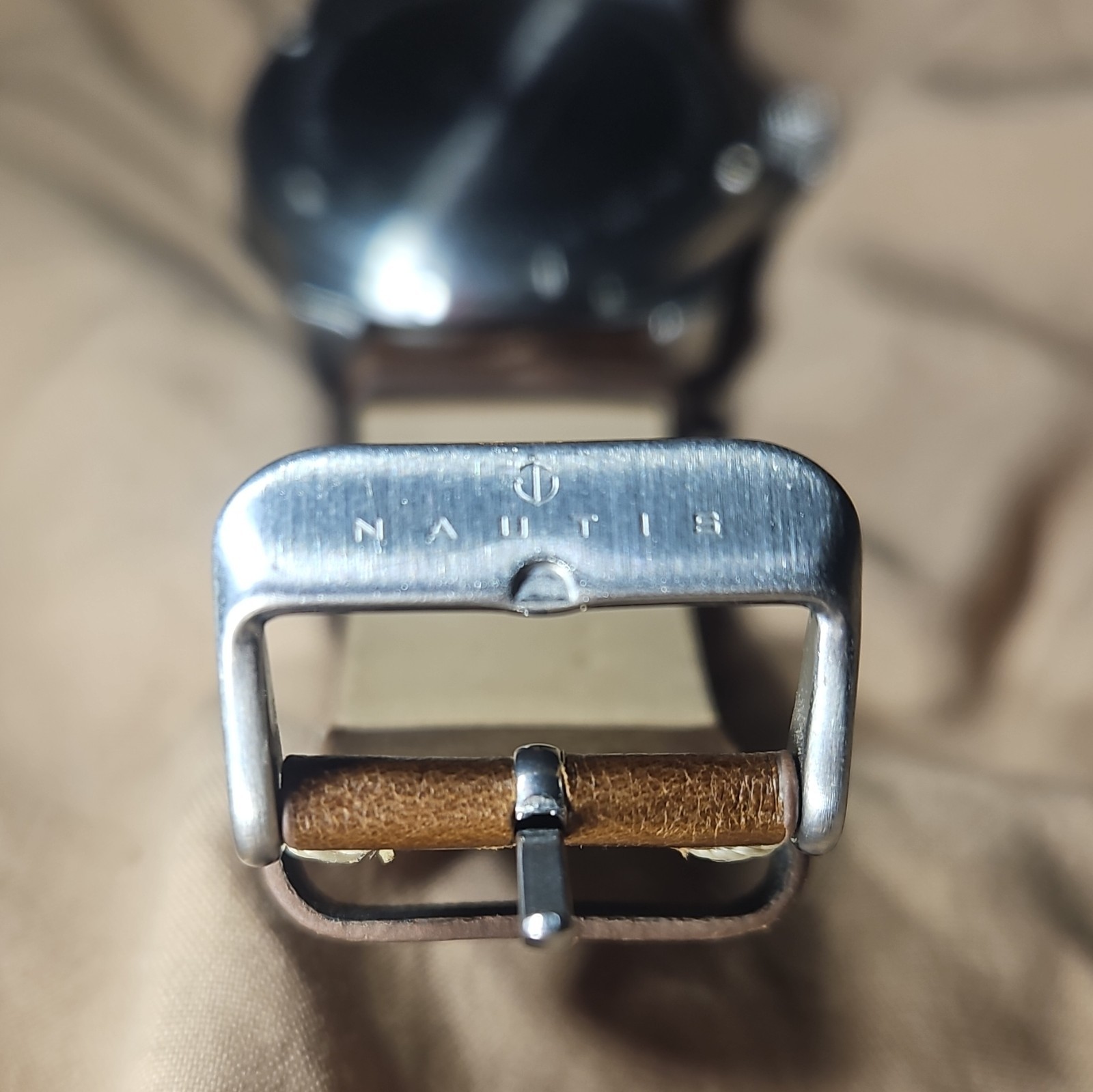 Nautis Diver Quartz Watch 200m 20ATM Green Dial Date Brown Leather Strap