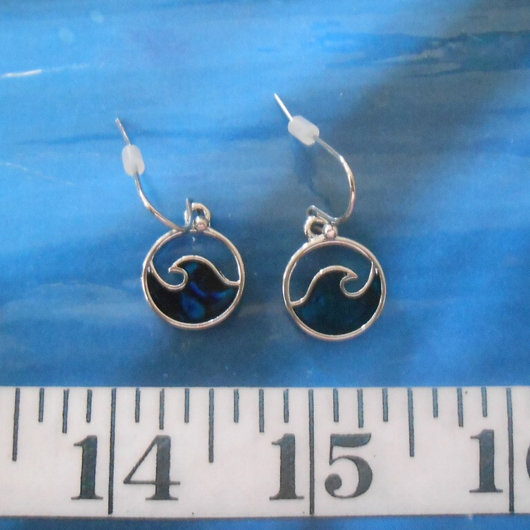 ~ Iridescent Blue Paua Seashell Earrings ~ Ocean Waves ~ Nickel-Free Hooks ~