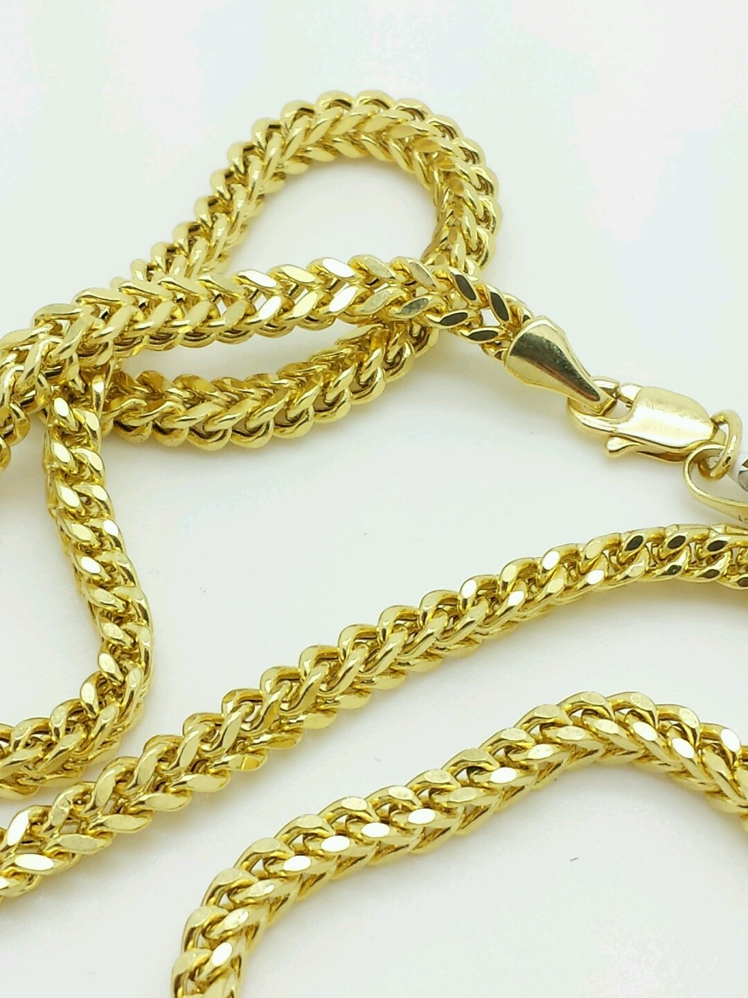 14k Yellow Gold Square Box Franco Necklace Pendant Chain 3.2mm 18-24″