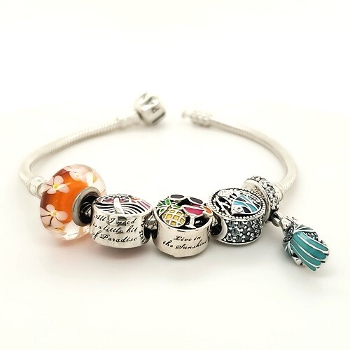Pandora 925 assorted Summer Beach Dangle slide bead enamel glass charms NEW