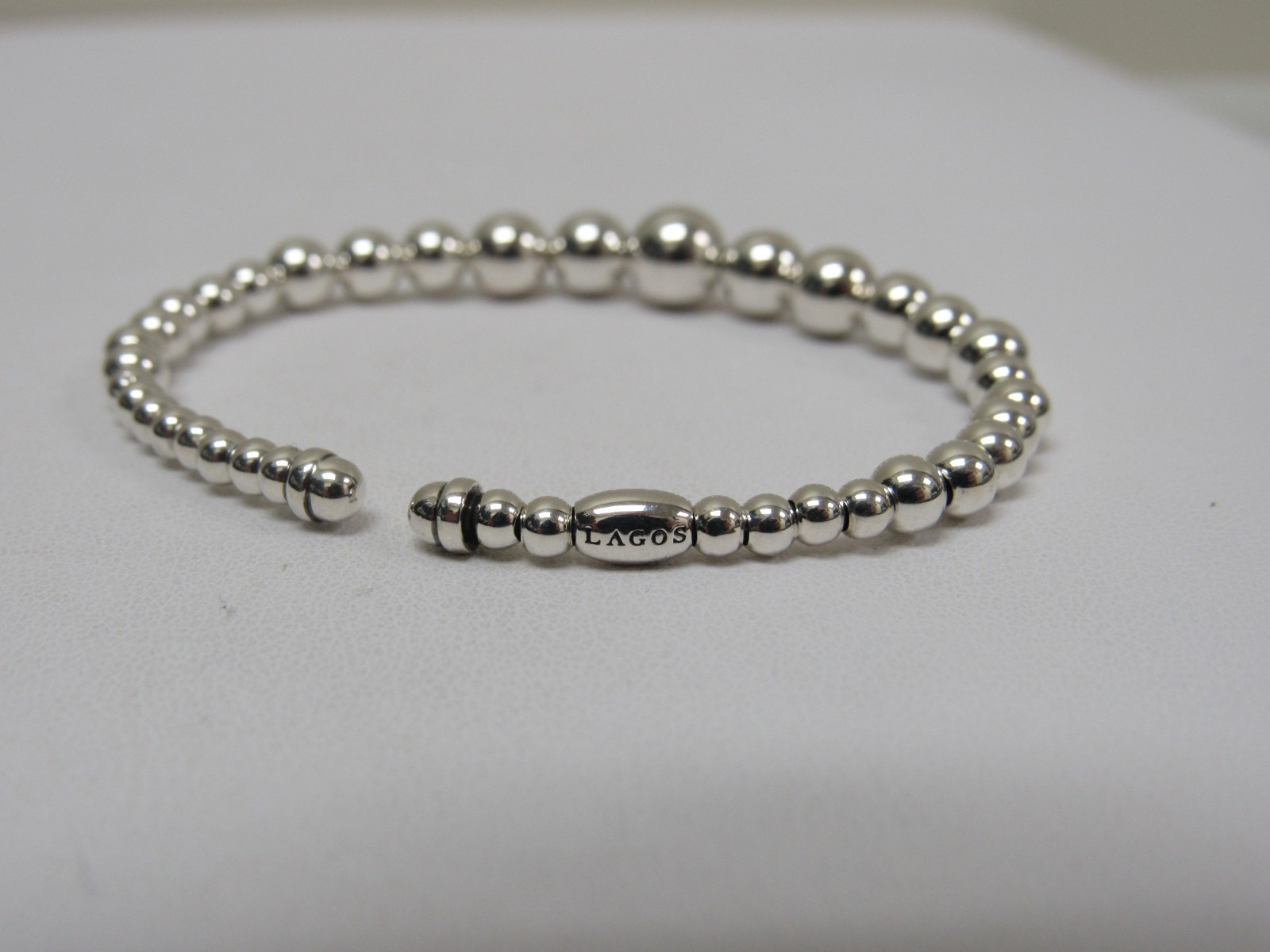 Designer LAGOS Sterling Silver Caviar Bubbly 7mm Cuff Bracelet
