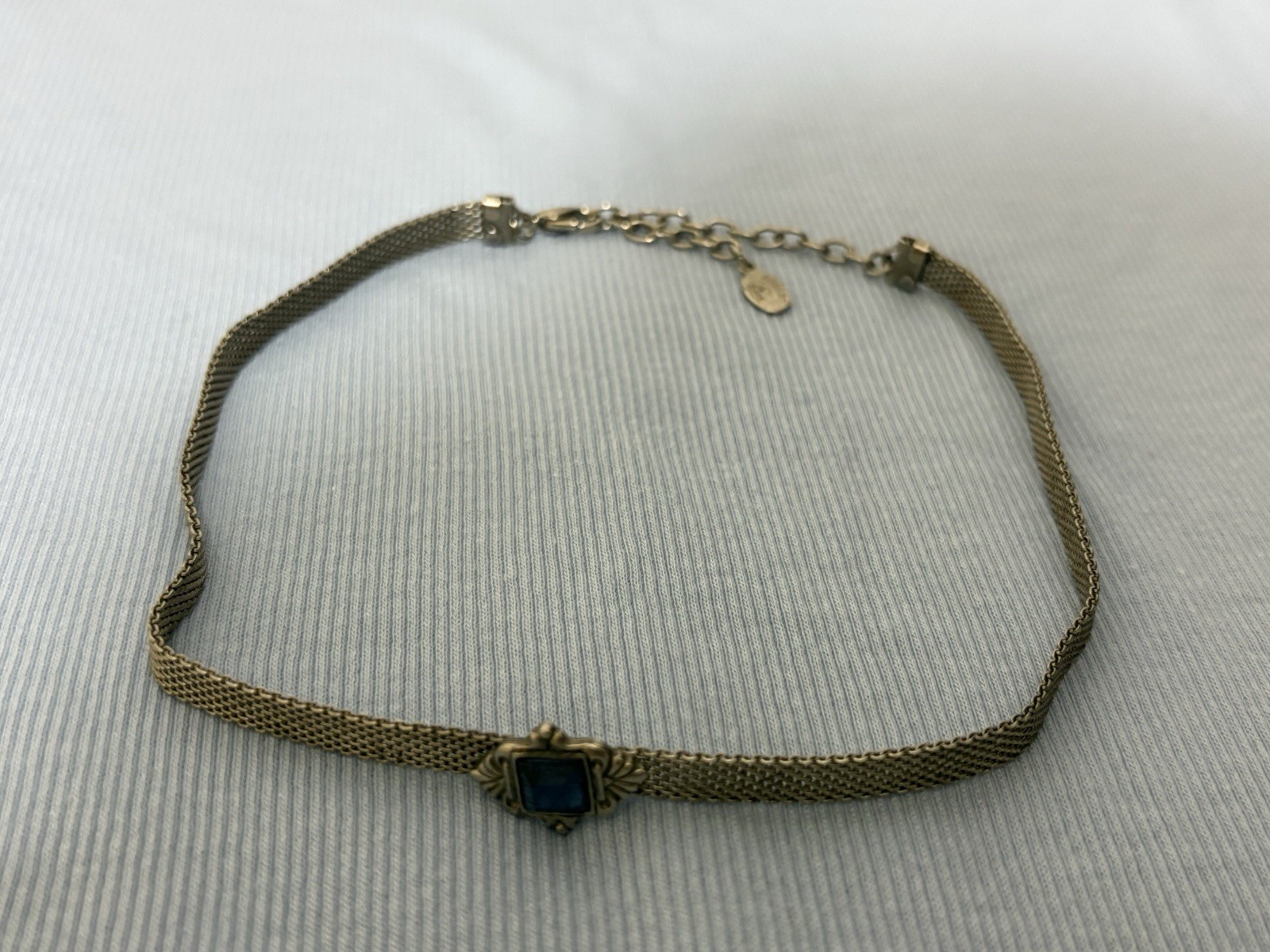 Gargantilla Vintage Robert Rose Malla con Cristal Azul