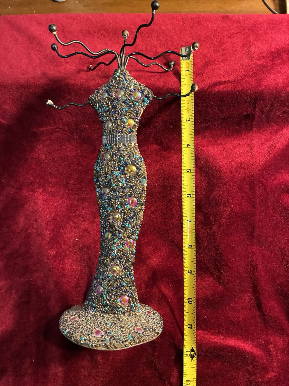 Dress Form Metal Jewelry Stand, Multicolor, Free Standing, Holds 12 Necklaces