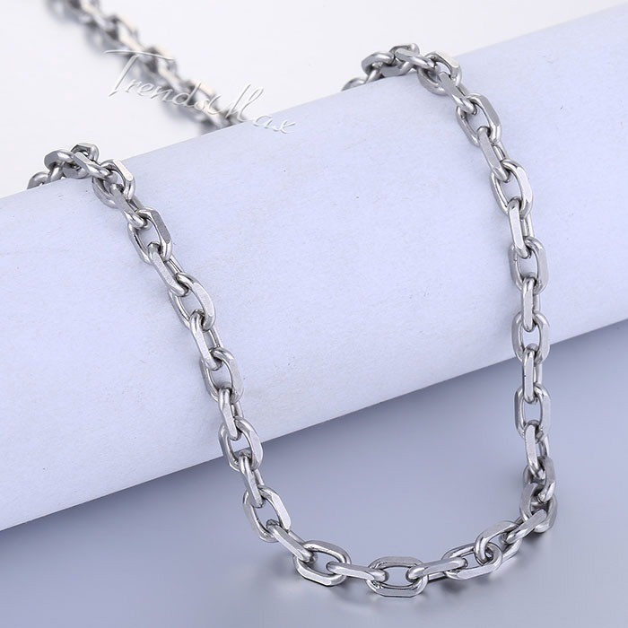 USA Stock 4mm Cable Rolo Link Stainless Steel Mens Boys Chain Necklace 20-28″