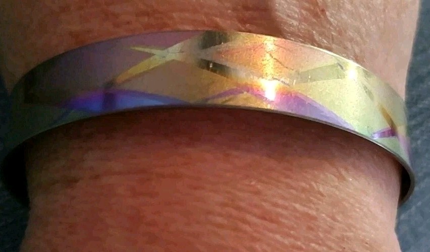 Anodized Titanium Bracelet Vintage 90s signed by Holly Yashi Fits Anyone, Gift!