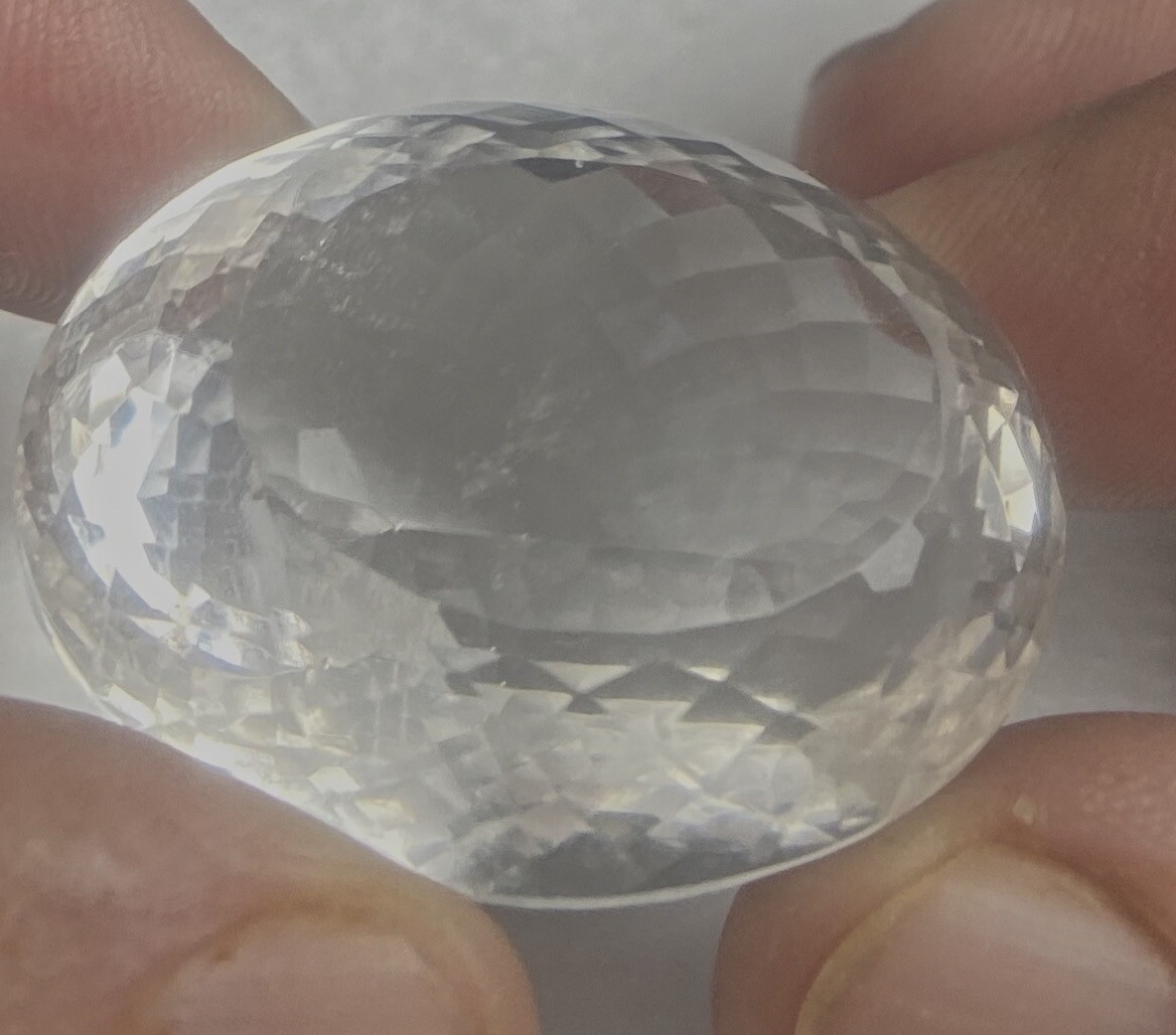 Silver Quartz Huge Clear Gem Portuguese Cut 26.4 Grams 132 Carats