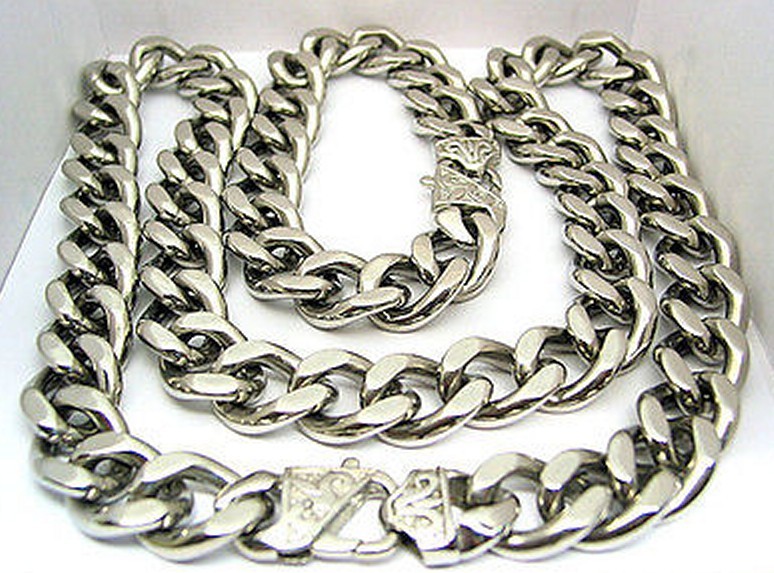 Pure Stainless Steel Mens Cuban Curb Chain Bracelet + Necklace Jewelry Set 10mm