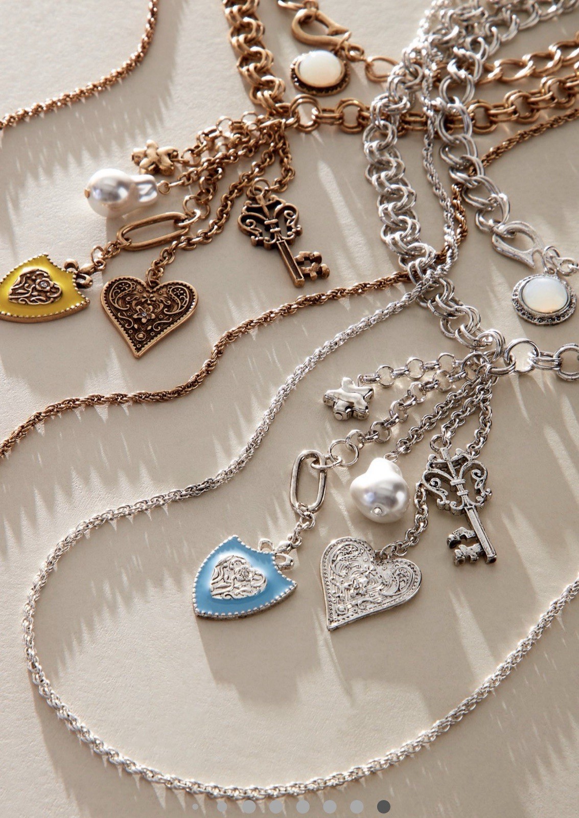 Free People Tate Layer Necklace Adjustable Clasp Closure Dangly Charms Gold NWT