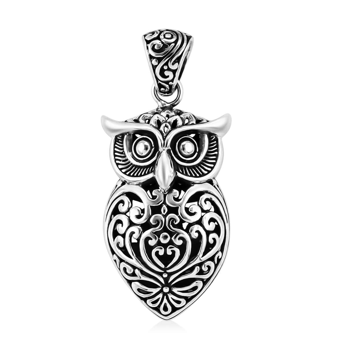 925 Sterling Silver Owl Pendant Women Jewelry8 g