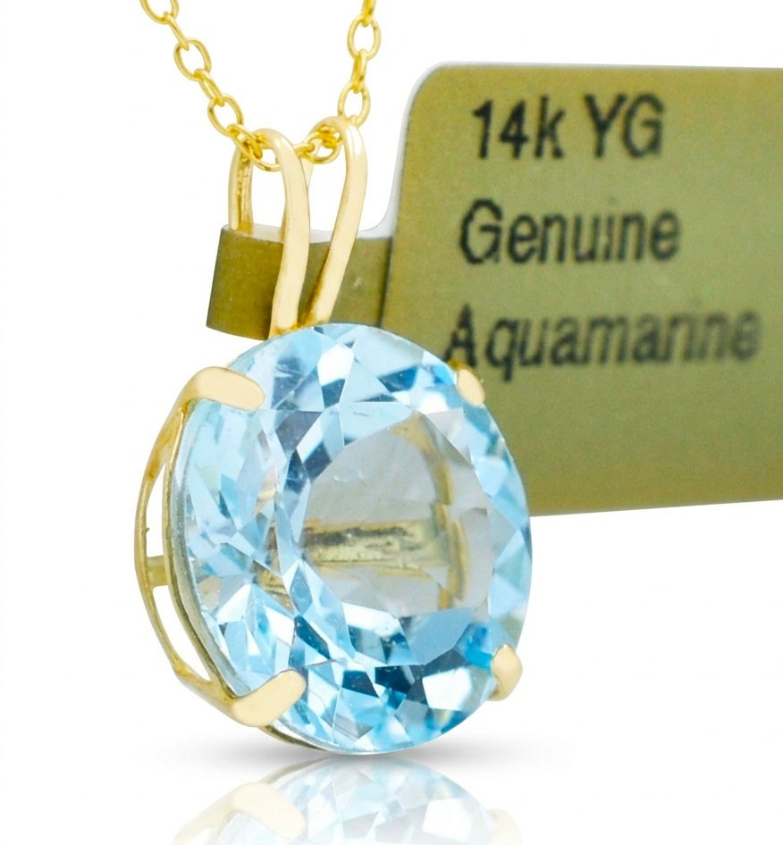 GENUINE 4.20 Cts AQUAMARINE PENDANT 14k YELLOW GOLD – Free Appraisal Service