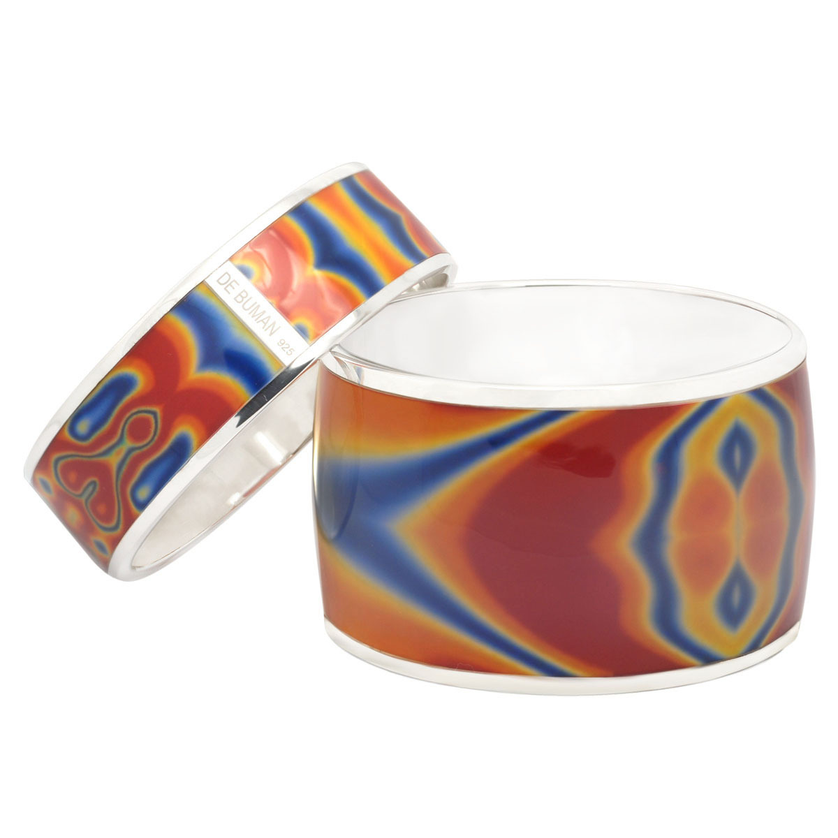 De Buman Sterling Silver “Dream” Multicolor Enamel Bangle Bracelet