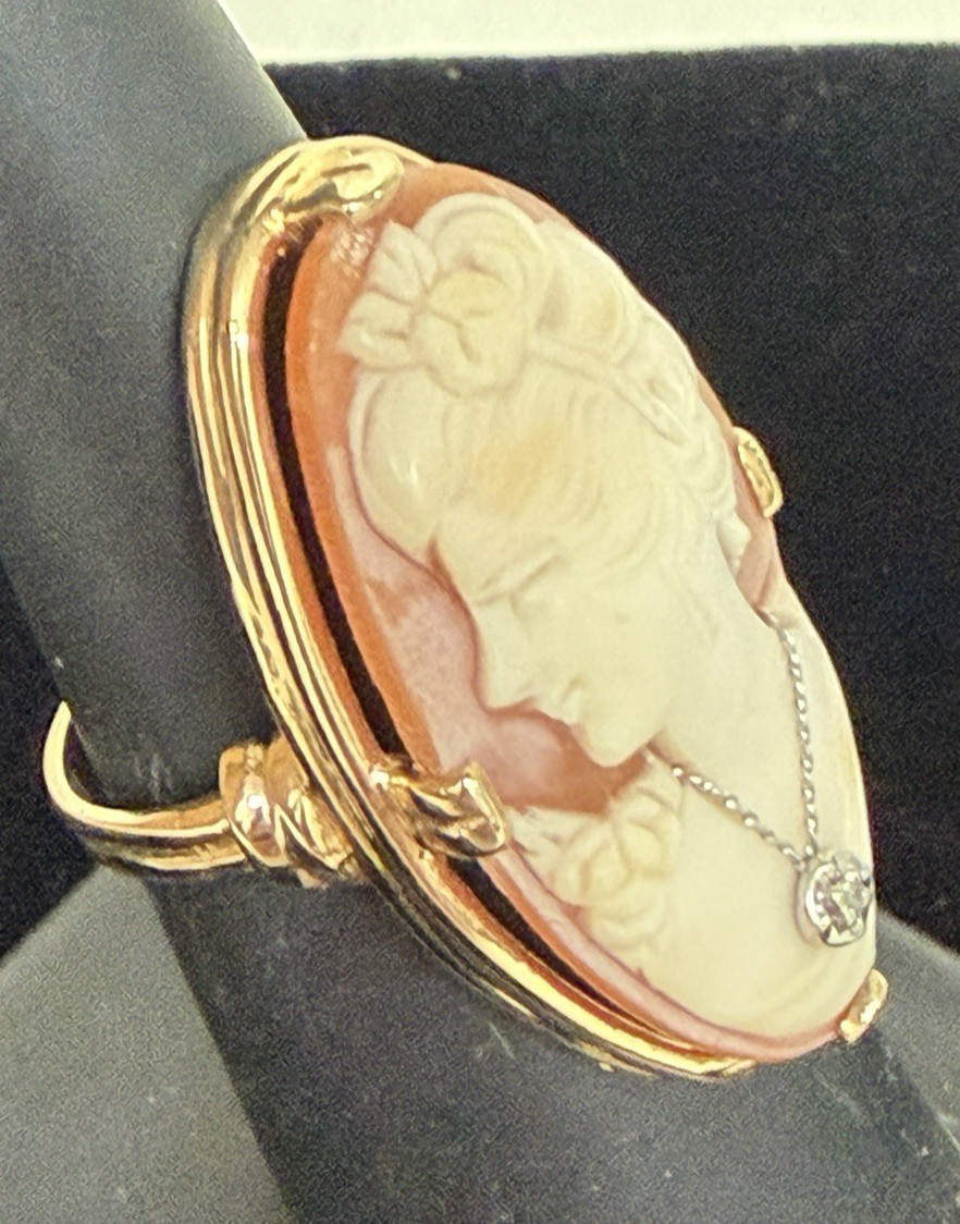 14k Yellow Gold Size 6.5 Vint Cameo Ring 7.0g 2.65mm 32.69mm x 18.50mm x 7.7mm