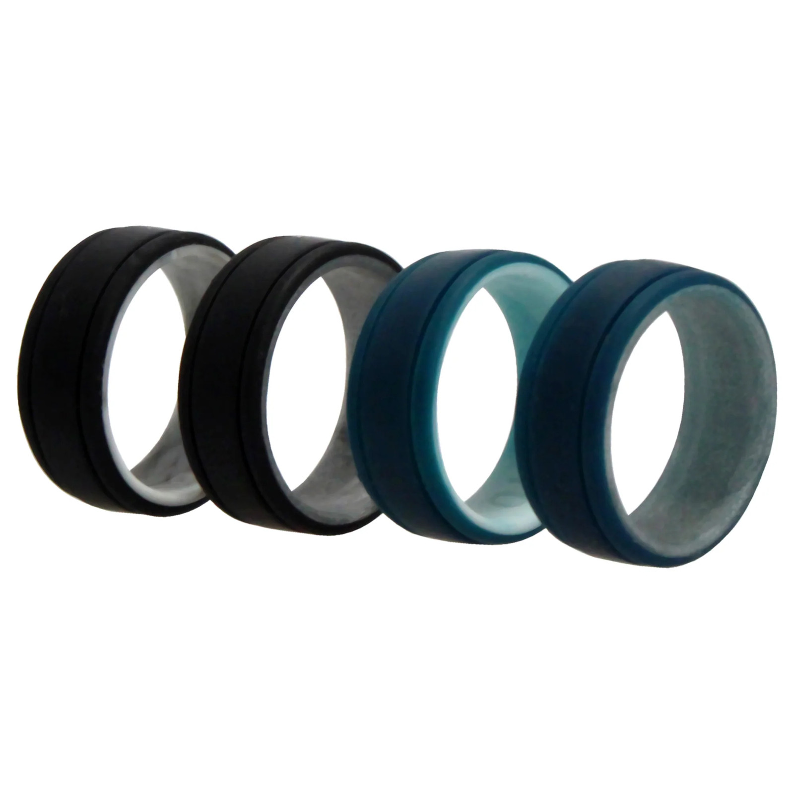Silicone Wedding 2Layer Lines Ring Set – Marble by ROQ for Men – 4 x 10 mm Ring